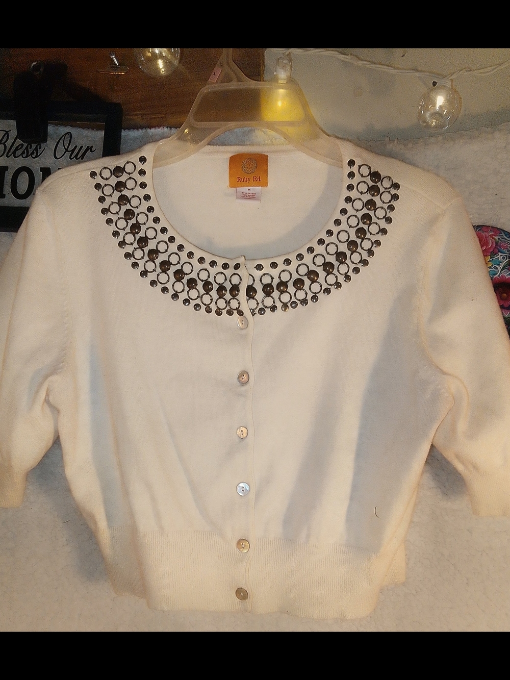 Embellished Ivory Women’s Cardigan Sweater FINAL OFFER FIRM